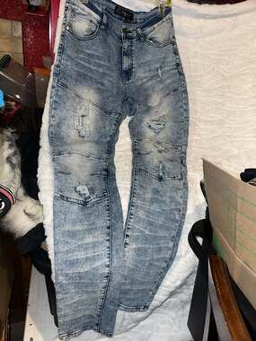 Reason Brand Men's Size 34 Acid Wash Distressed Moto Biker Jeans